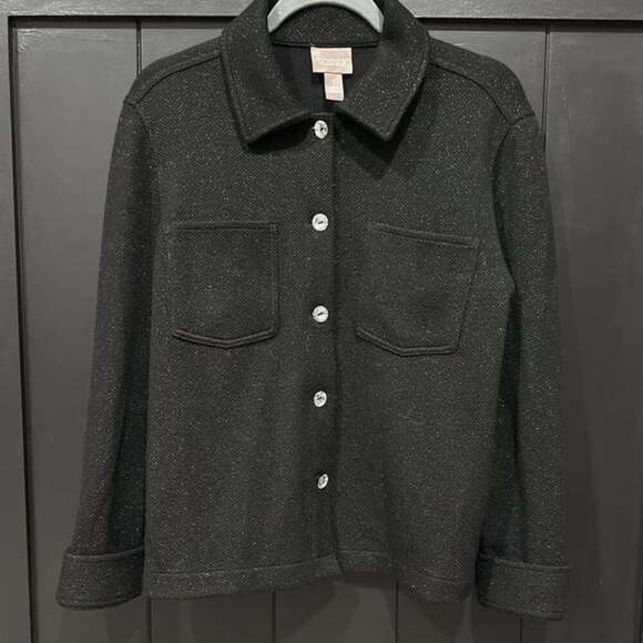 Chico's Jackets & Blazers - Chico's Black Button Front Collared Lightweight Jacket